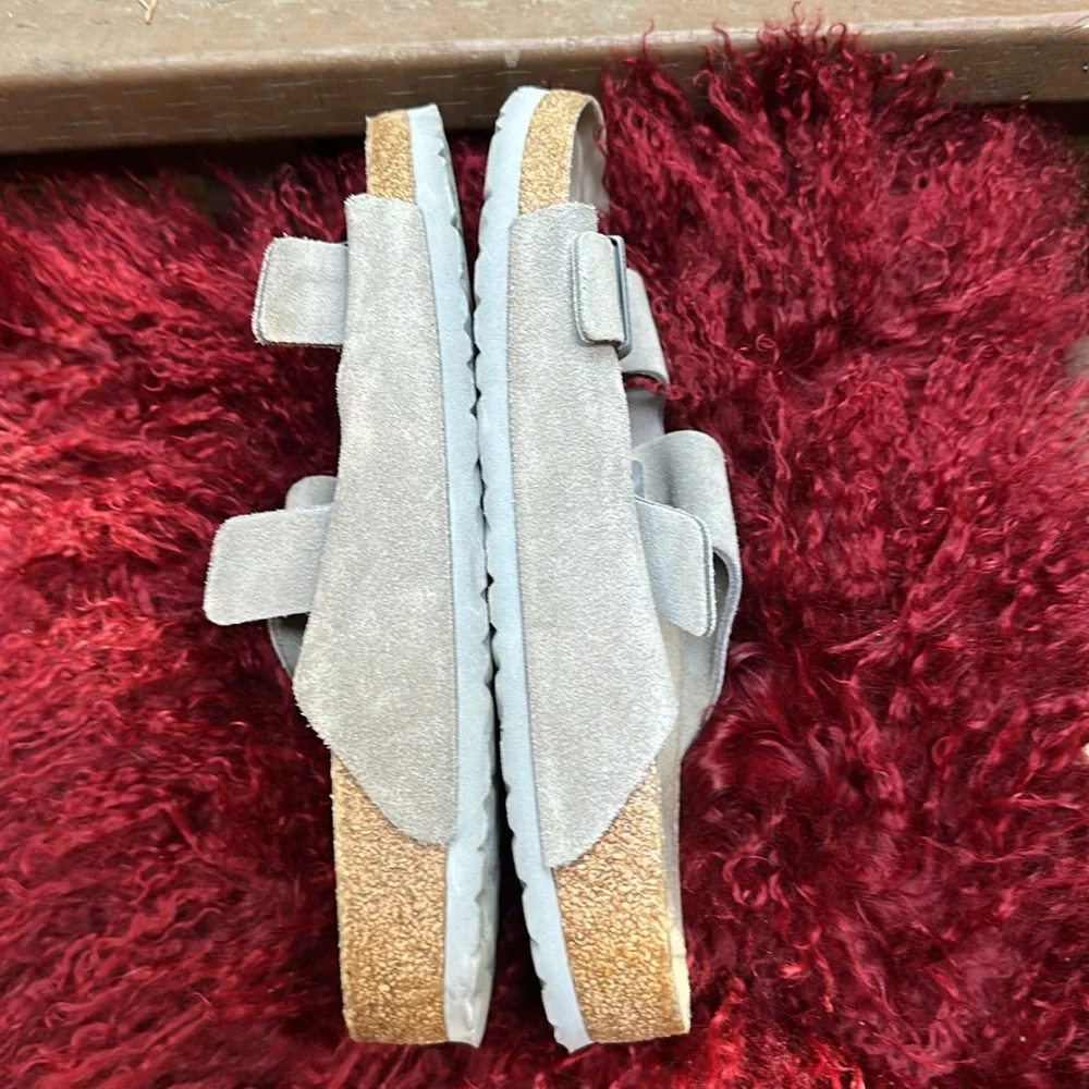 Birkenstock Gray Sandals with Adjustable Straps and Contoured Footbed